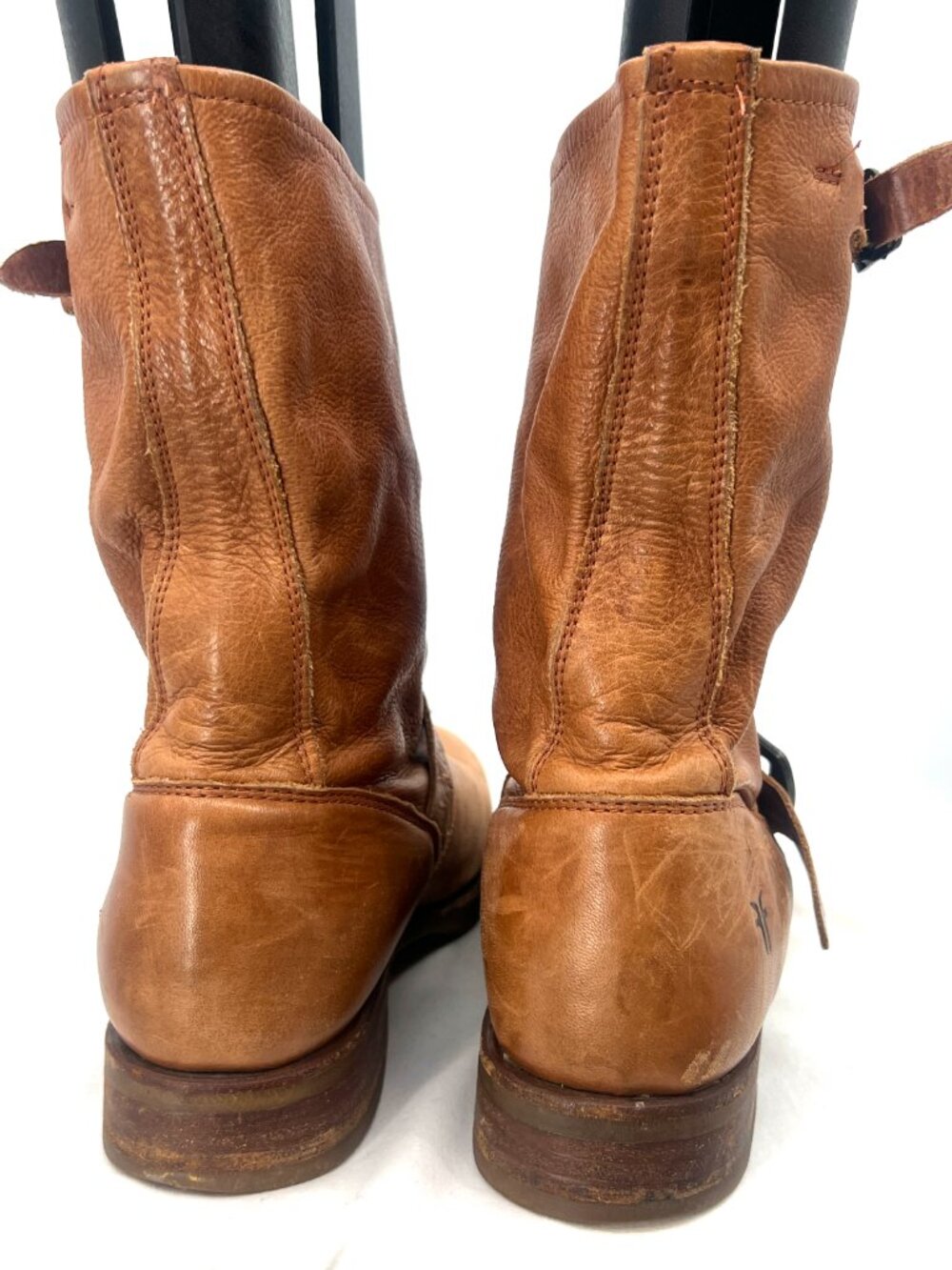 Frye Veronica Cognac Leather Buckle Moto Slouch Boots Women's 9 - Picture 7 of 10